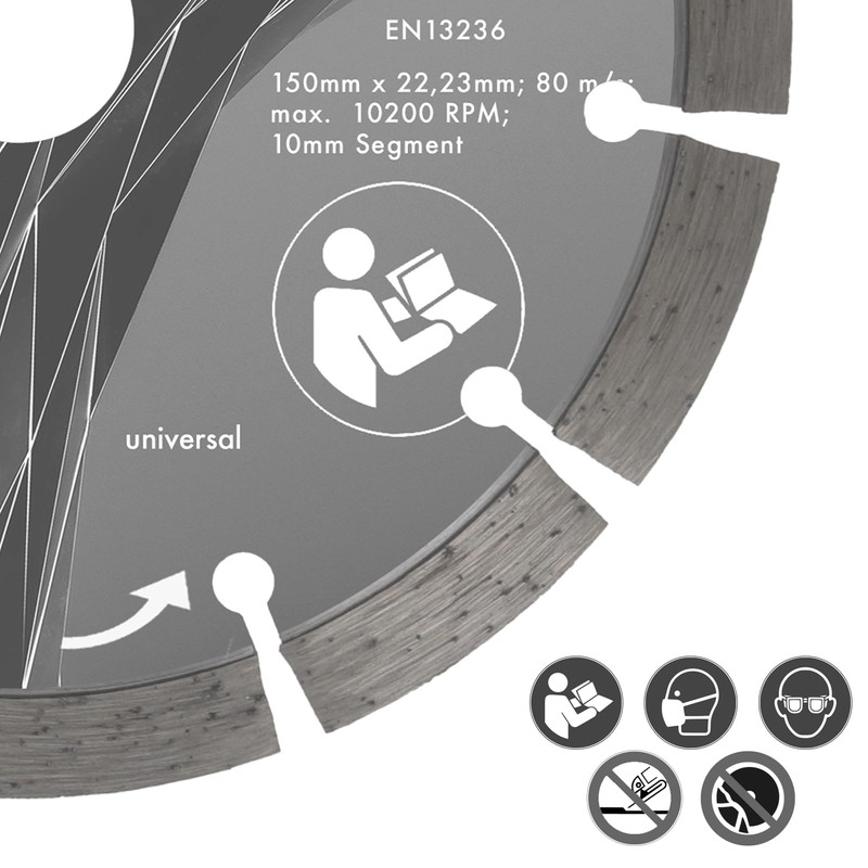 PRODIAMANT Diamond Cutting Disc 10 Mm, Professional Segment, Concrete, Stone,