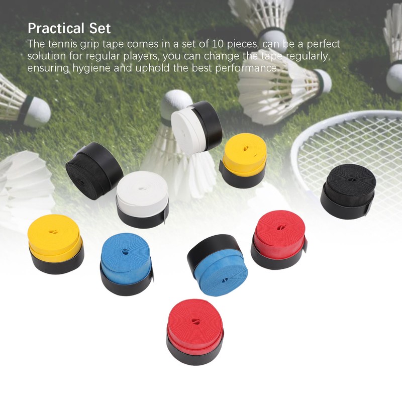 10Pcs Tennis Racket Grip Tape Anti Slip Comfortable Sweat Absorbent