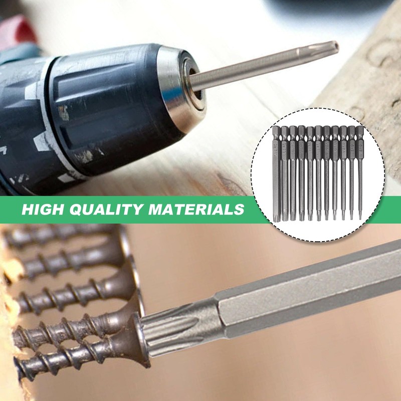 100mm Torx Screwdriver Bit Sets, 11pcs T6-T40 Security Torx Bit
