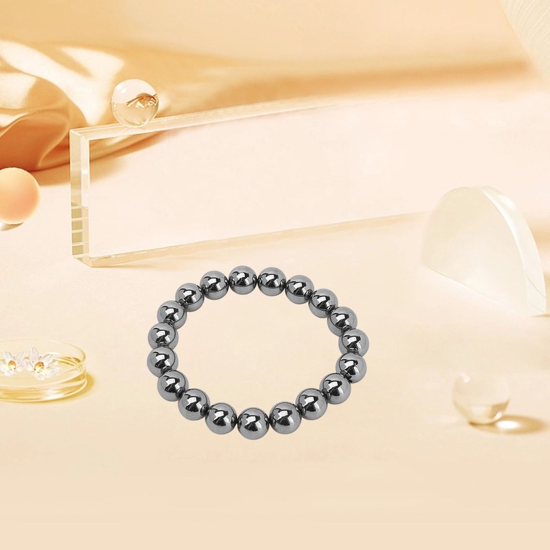 10mm Round Terahertz Beads Bracelet Energy Stone Elastic Flexible Stylish