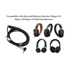 Alphatec Replacement Audio Cable for Marshall Headphones Compatible with Monitor II Major 2 II Major 3 III Major 4 IV Mid Headphones, 3.5mm Stereo Jack Cable, 1.2 Meters, No Remote Control