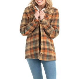 Legendary Whitetails Women's Open Country Flannel Shacket Sherpa Lined Plaid Fleece Shirt Jacket Ladies Western Clothing Coat, Rustic Plaid, XX-Large