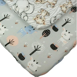 2-Pack Fitted Sheet for Baby, Toddler, Child, 100% Cotton Super Soft with Beautiful Forest and Savannah Pattern, for Bedside Crib, Compatible with Chicco Next2Me, Tutti Bambini Cozee, 55x90cm