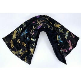 Tranquil Elegance Handmade Soothing Wrap Heating Pad - Dual Sided Satin Brocade & Velvet - Flax Seed Fill - Unscented - Dragonfly Nite - TSW-DF