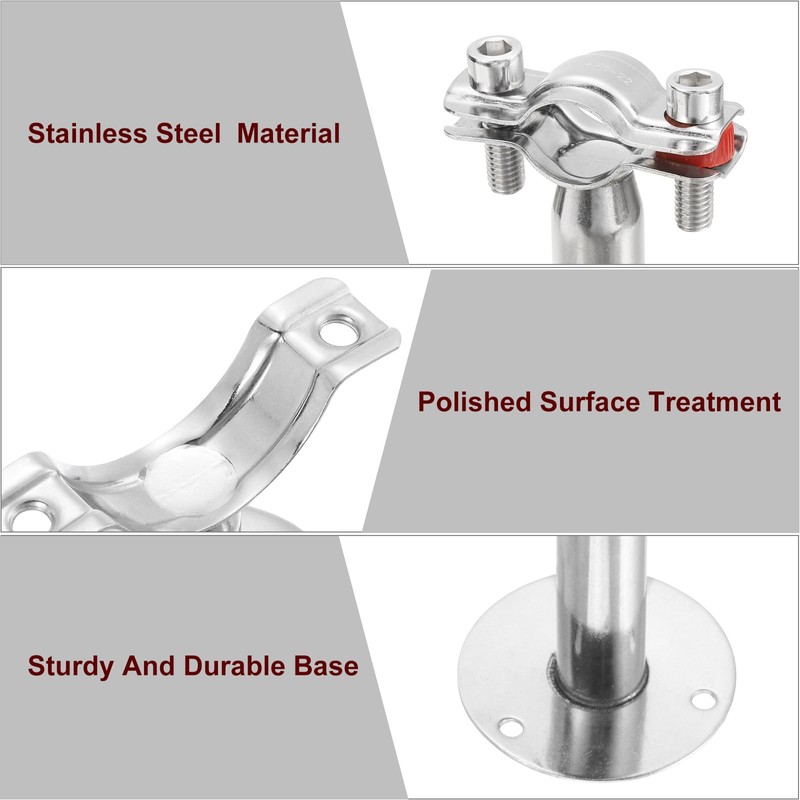sourcing map Pipe Support, Stainless Steel Pipe Support Brackets, Adjustable