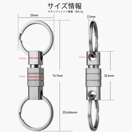 TISUR Key Chain Breakaway Quick Release Carabiner Detachable Key Chain Stylish with Key Ring (Titanium, Black (Pack of 1)