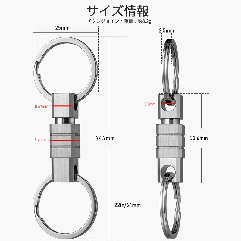 TISUR Key Chain Breakaway Quick Release Carabiner Detachable Key Chain