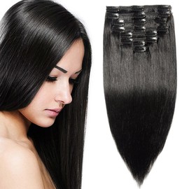 Double Weft Clip in Human Hair Extensions Real Remy Hair 8 Pcs Full Head Straight (#12/613 Golden Brown Mix Bleach Blonde, 20"-150g)