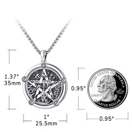 Eusense Tetragrammaton De Plata 925 Sterling Silver Jewelry Tetragrammaton Necklace Tetragrammaton Amuleto De Proteccion De Brujeria Pentacle Pentagram Pendant Necklace for Men Women