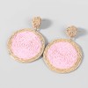 Bohemian Woven Straw Wicker Raffia Rattan Dangle Earrings Geometric Circle