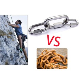 Carabiner 304 Stainless Steel Ring Catch Quick Link Carabiner Connecting Buckle Hook Key Chain Fixed Chain Multi-functional Outdoor Hook (M4,4pcs)