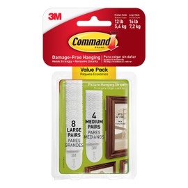 Command Picture Mounting Strips Value Pack 17209 4 x 2 Strips Size M and 8 x 2 Strips Size L White Hang Without Picture Hooks Residue Free Removal