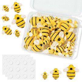 Tiny Resin Bees for Crafts,32Pcs Small Plastic Bumble Bee Decor with 36 Double Self-Adhesive,Honey Bee Flatback Decoration for DIY Wreath Crafts Scrapbooking Party Home Birthday Decoration 3 Size