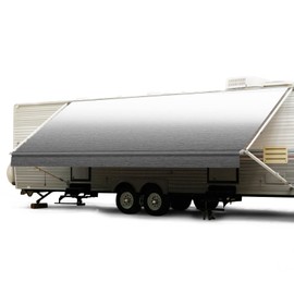 RV Awning Fabric Replacement, Heavy-Duty Vinyl Weatherproof Camper Awnings, Universal Outdoor Canopy for Camper, Trailer, and Motorhome Awning Replacement, Black Fade, 15'(14'2" Fabric)