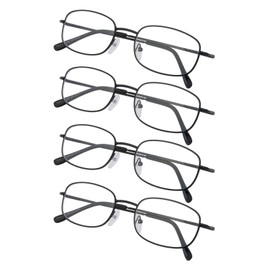 Gr8Sight 4-Pack Metal Frame Reading Glasses with Spring Hinged Arms Black
