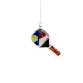 Pickleball Paddle and Ball Game Racket Glass Christmas Ornament
