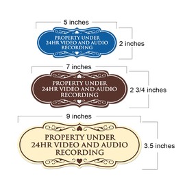 Signs ByLITA Designer Property Under 24hr Audio and Video Recording Sign - Easy Installation | Durable Wall or Door Sign (Black) - Small