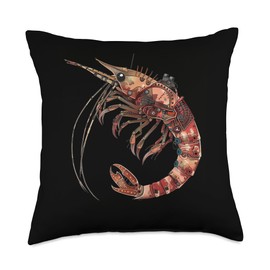 Cherry Shrimp Steampunk Throw Pillow
