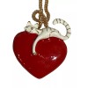 BETSEY JOHNSON JEWELRY YOUR KITTY HAS YOUR HEART PIN/PENDANT RED