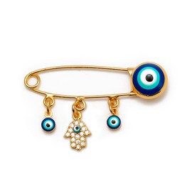 Turkey Evil Eye Brooches Pins for Women Hamsa Hand of Fatima Safety Pin Blue Eye Pin Protection Jewelry for Good Luck