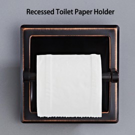 WZRUA Oil Rubbed Bronze Recessed Toilet Paper Holder,Pivoting Toilet Tissue Holder,Made of SUS304 Stainless Steel, in Wall Toilet Paper Holder with Bracket