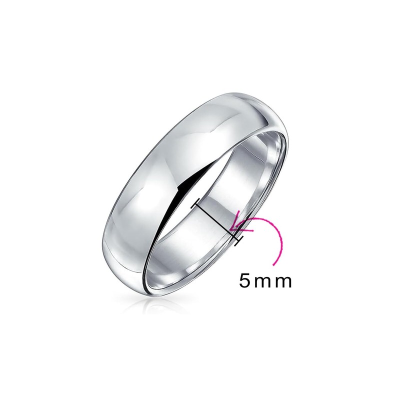 Unisex Simple Traditional Couples .925 Sterling Silver Dome Wedding Band