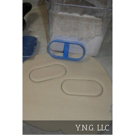 YNGLLC Oblong Round Rectangle Geometric Elongated Pill Shape Oval Cookie Cutter, 1 Piece, Blue, Made in USA, PR2554