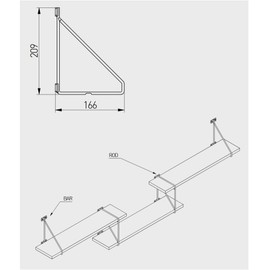 JungesLicht - Bar Shelf Bracket, Maximum Load 40 kg, 17 cm Deep, 21 cm High, Black Shelf Bracket, Wall Bracket, Wall Bracket, Board Bracket, Heavy Duty Shelf Support