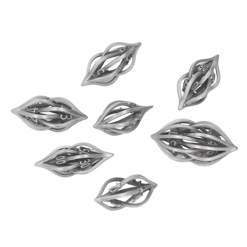 7pcs Hollow Metal Dice Set Retro Exquisite Polyhedral Dice Role