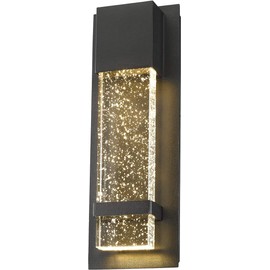 Diodesy- LED Wall Sconce Crystal Bubble Glass Light 9W 450 Lumens 5000K Bright White Modern Waterproof Rectangular Black Metal with Glass Panel Fixture for Hallway Living Room Bedroom ETL Listed