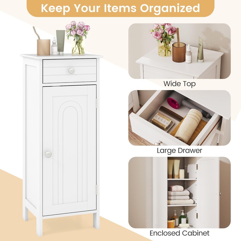 GLACER Floor Storage Cabinet, Multifunctional Bathroom Storage Cabinet with 2