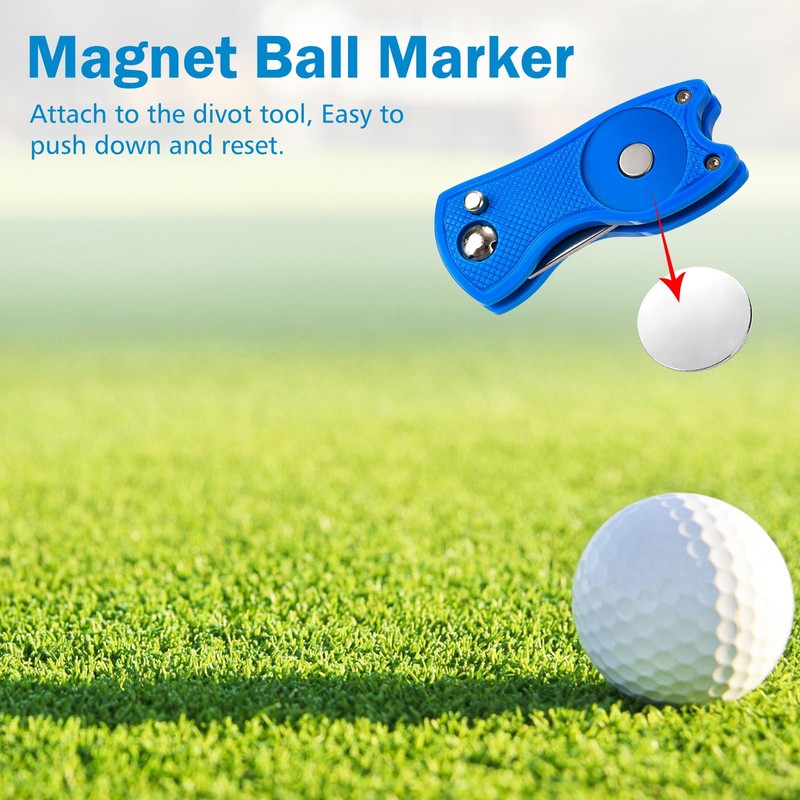 Oumida Metal Foldable Golf Divot Repair Tool with Pop-up Button,