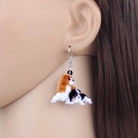 NEWEI Cute Cavalier King Charles Spaniel Earrings Fashion Pet Jewellery for Girls Women Dog Lovers, Acrylic, No Gemstone