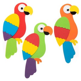 Baker Ross FE118 Parrot Mix & Match Magnet Kits - Pack of 8, Magnets for Kids, Fridge Magnet for Children, Make Your Own Magnets Craft Kit