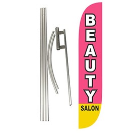 LookOurWay Beauty Salon Feather Flag Complete Set with Poles & Ground Spike