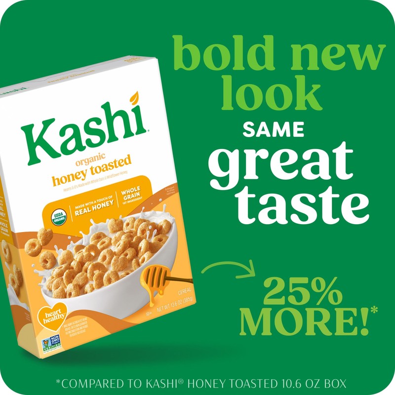 Kashi Breakfast Cereal, Organic, Whole Grain, Honey Toasted, 13.6oz Box