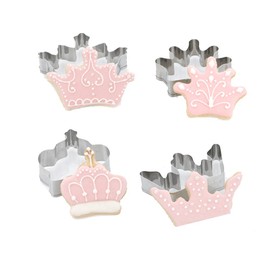 Mini Cookie Cutter 4 Pcs/Set Crown King Queen Prince Princess Shapes Stainless Steel Cookie Cutter Fondant Cutter-Tiny