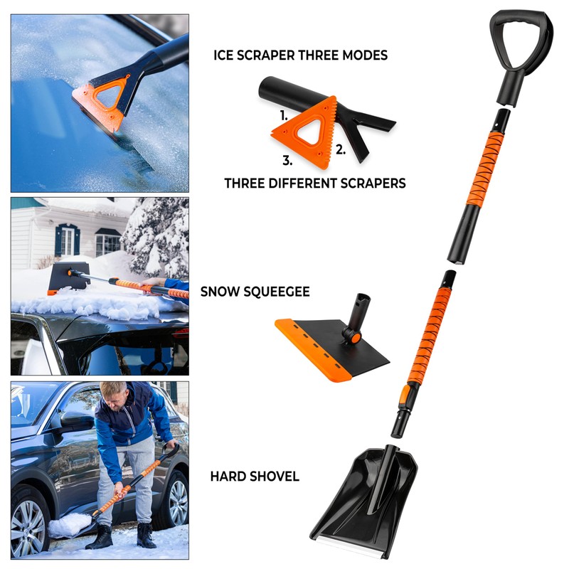 ZONETECH Extendable Snow Squeegee,Ice Scraper and Shovel 42" Lenght- Rotating