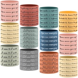 Sieral 50 Pcs Inspirational Wristbands Motivational Rubber Bracelets Thank You Gifts Bulk for Students Women Men Stretch Quote Silicone Bracelets(Kids Size,Bright Colors)