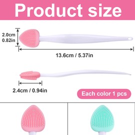 JYvivid 2 Pcs Double-Sided Pore Cleaning Brush, Lip Scrubber, Silicone Lip Brush Exfoliator, Lip Scrubber Exfoliator for Dark Lips, Face (Pink+Green, Heart)