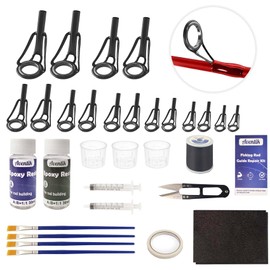 Aventik Fishing Rod Tip Repair Kits Complete Eyelets Replacement Kit, Tip Guide Ring with Glue, Wrapping Thread, Rod Building Supplies for Fishing Rod Tip Repair Kit(Tip Repair Kit-B)