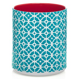 DOWAN Colorful Large Utensil Holder, 7.2" x 6.2" Ceramic Kitchen Utensil Holder for Countertop, Vibrant Patterned Utensil Crock with Protection Cork Mat, Utensil Caddy for Housewarming & Wedding Gift