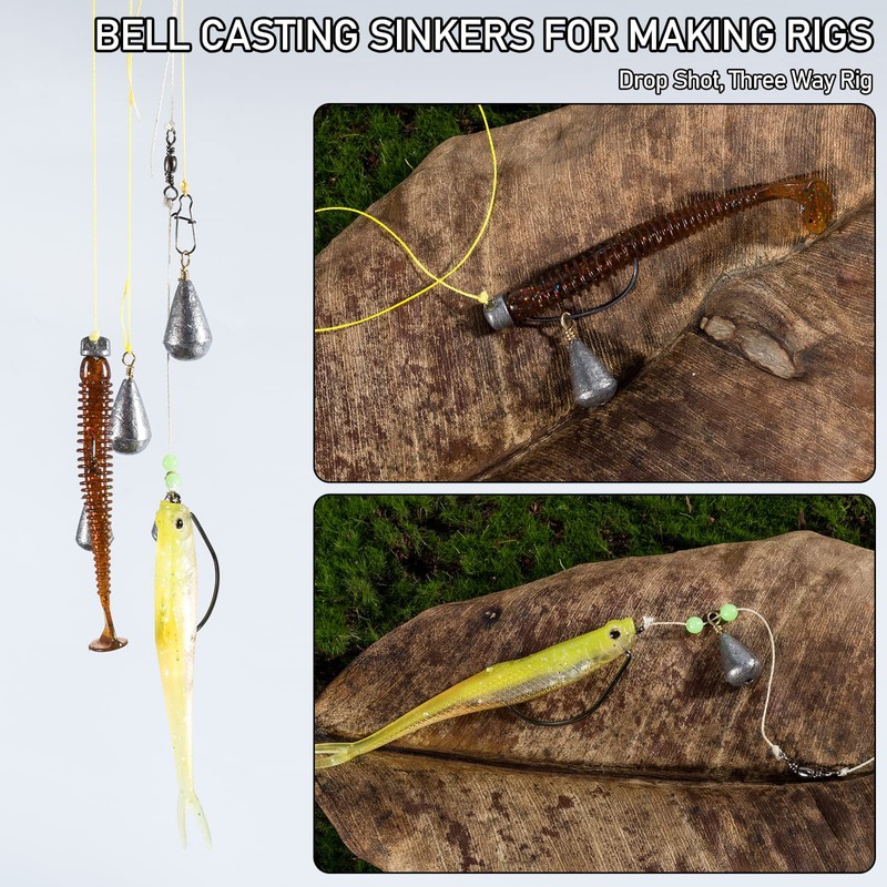 Dr.Fish 30 Pack Bass Casting Sinker Weights Lead Bell Drop