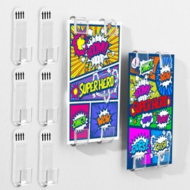 Chunful 24 Pcs Comic Book Wall Display Clear Floating Display Shelves Comic Book Frame Holder, Invisible, No Screws Self Adhesive