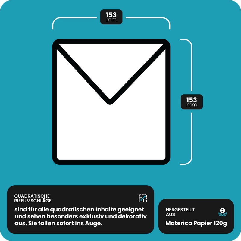 Netuno 25 Square Envelopes Blue 153 x 153 mm 120