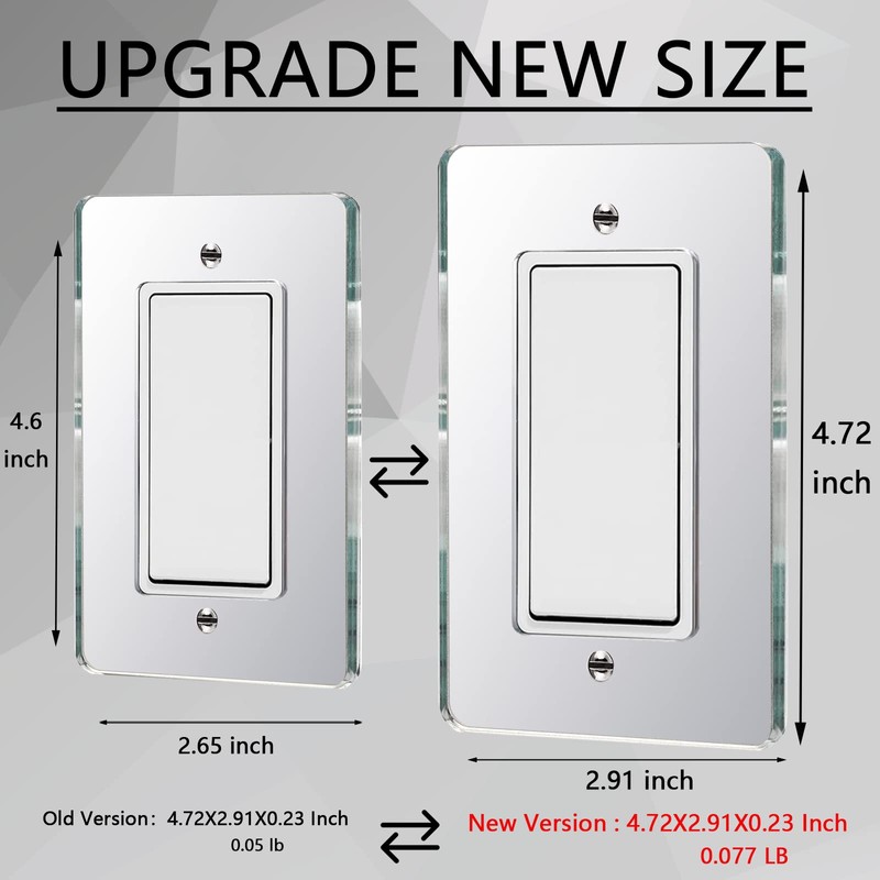 Silver Mirrored Acrylic Wall Plate Switch Light Cover Durable Decorative