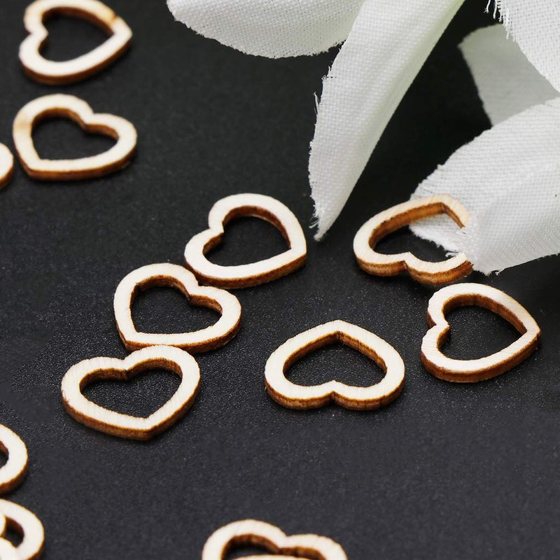 Heart Slices SOFEA 50pcs Hollow Wooden Heart Love Rustic Decoration