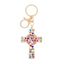 Bling Christian Cross Keychain Bag Charms Purse Charms Car Key Chain Accessories Birthday Christmas Gifts for Women