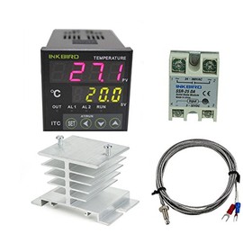 Inkbird AC 100 to 240V ITC-100VH Digital PID Thermostat Temperature Controller 25DA SSR K Thermocouple White Heat Sink