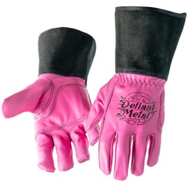 Defiant Metal TIG Welding Gloves - Premium Pink Goatskin Leather (X-Large)